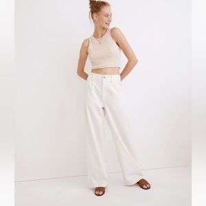 Madewell Cotton Linen Pleated Wide Leg Pants